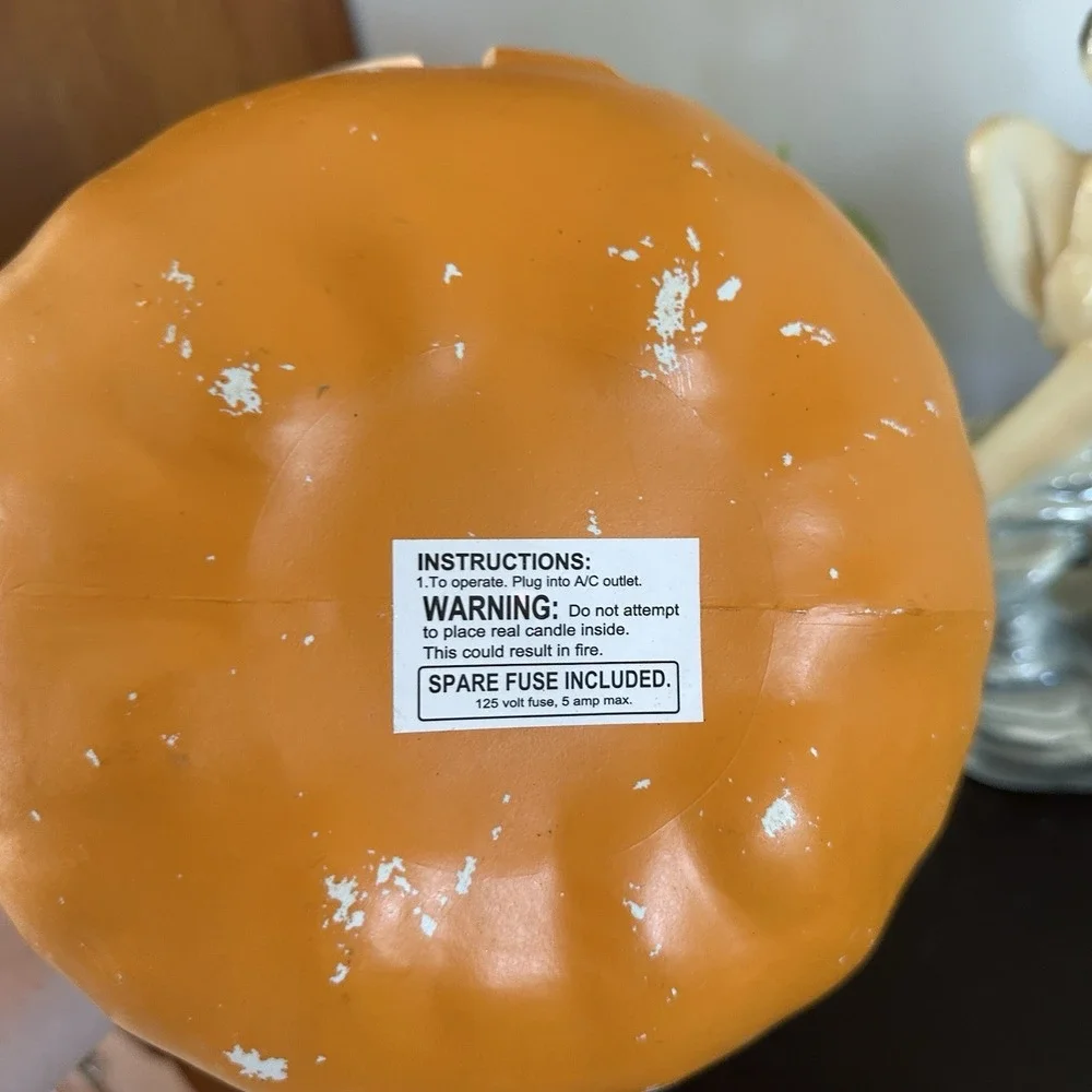 VTG Halloween Jack O Lantern Blow Mold Light Up Decor Plastic Pumpkin Lantern 9